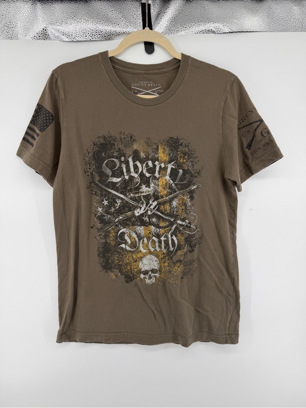 Grunt Style Militarycore Gorpcore Olive Brown Liberty or Death S/S‎ Tee SzM